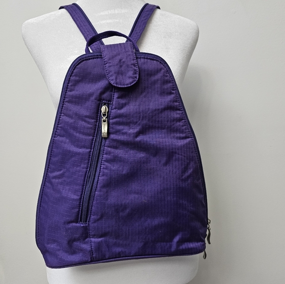 Baggallini Purple Convertible Multi Zip Sling Bag Backpack - Picture 12 of 12